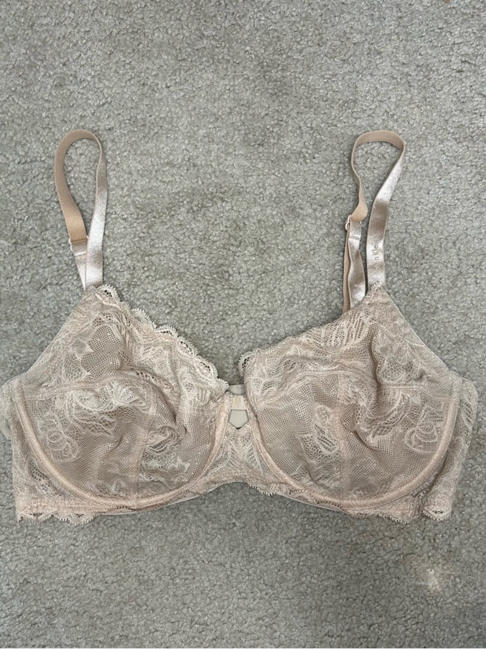 Calvin Klein Lace Underwire Bra 36D Tan Semi-Sheer Non-Padded